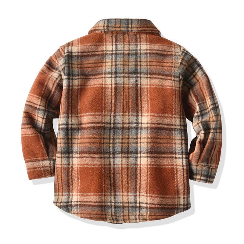 Kids Jimmy Plaid Brushed Shirt Jacket in Brown