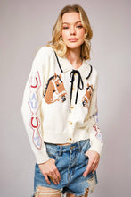 Load image into Gallery viewer, 52104W - Horse Face Bow Tie Knit Cardigan
