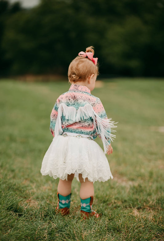 Pastel Paisley Fringe Pearl Snap Onesie GWEST13