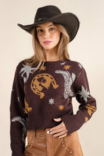 Load image into Gallery viewer, Blue B 32873W - Western Metallic Cowboy Pullover Sweater in Brown
