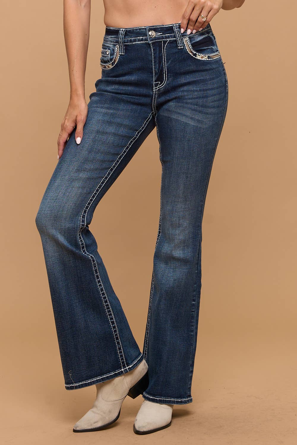 Westfield Eagle Flare Stretchy Jeans WF-820 Dark Sandwash