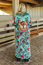 Load image into Gallery viewer, Turquoise Rose Cowgirl Maxi Shirt Dress DR449-TUFL
