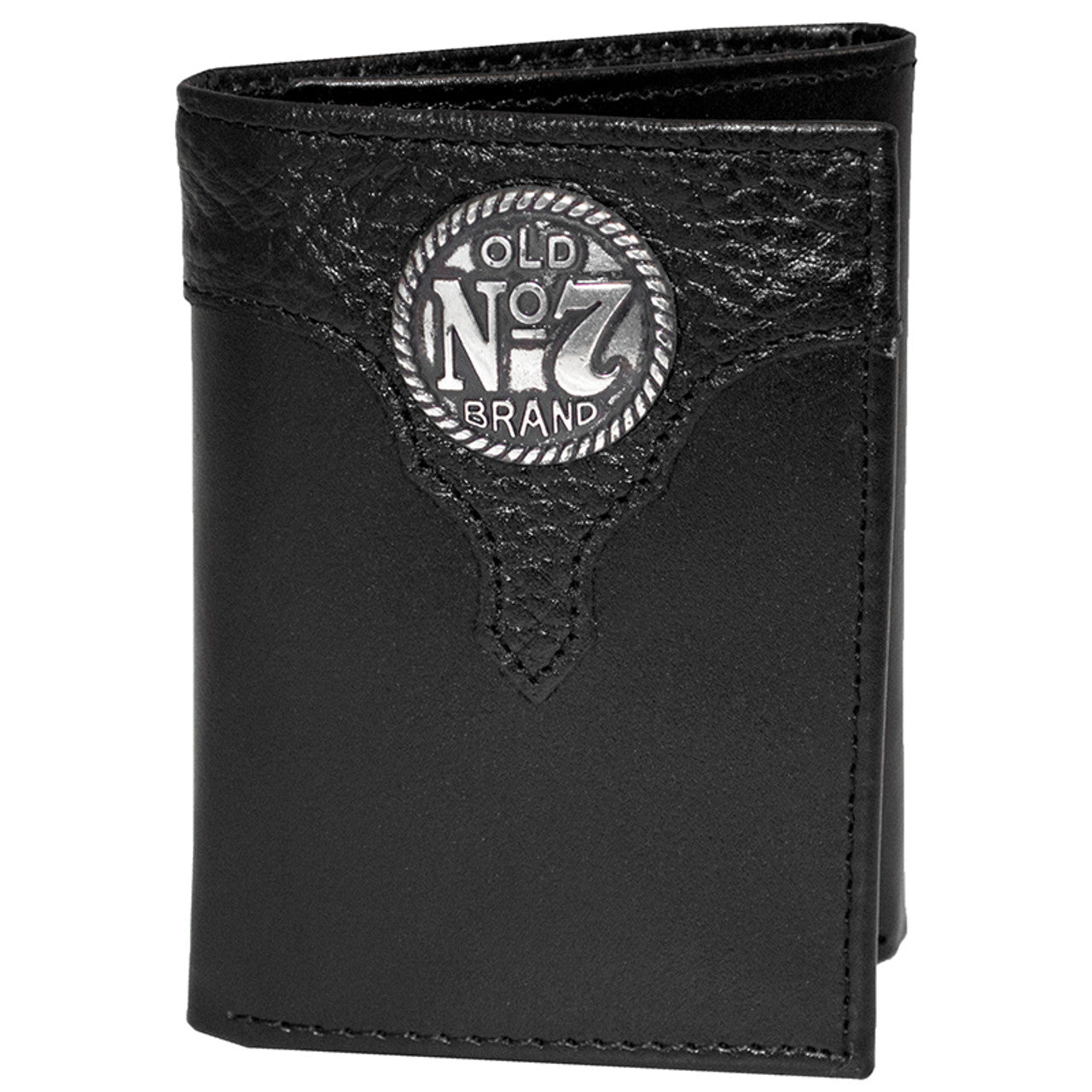 JD Old #7 Black Leather Trifold Wallet 3091JD