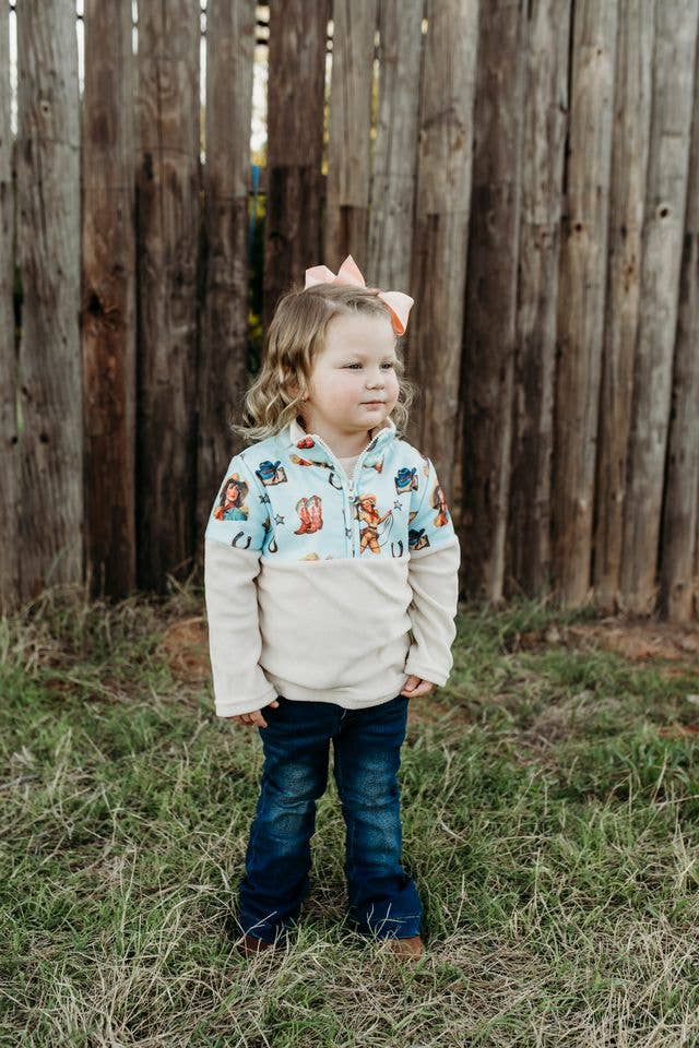 Blue Vintage Cowgirl Fleece Zip Up SBZU28