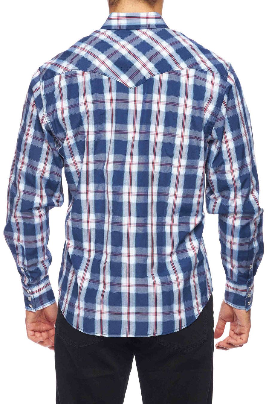 Rodeo Clothing Men's Western Long Sleeve Pearl Snap Plaid Shirt - PS400-403