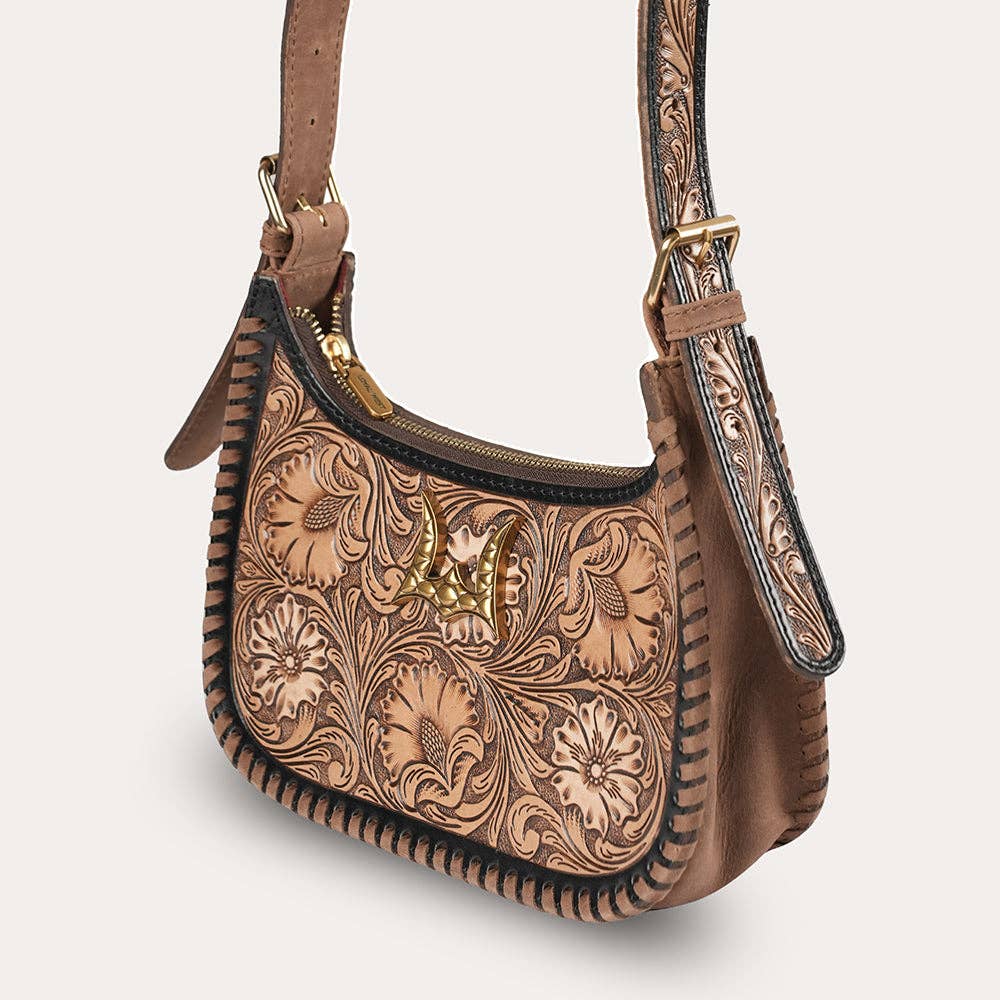 Myra Loyal West LW-SS26-611 Dannia Medium Purse in Distressed Black/Brown
