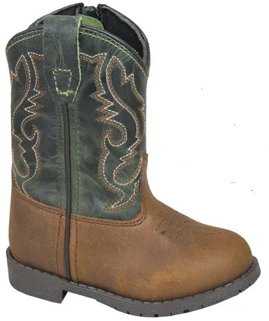 Smoky Mountain Boots 3605T Hopalong Brown & Green Western Toddler Boots