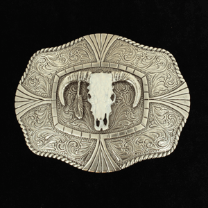 M&F Nocona Rectangle Rope Edge Skull Head Buckle 37403
