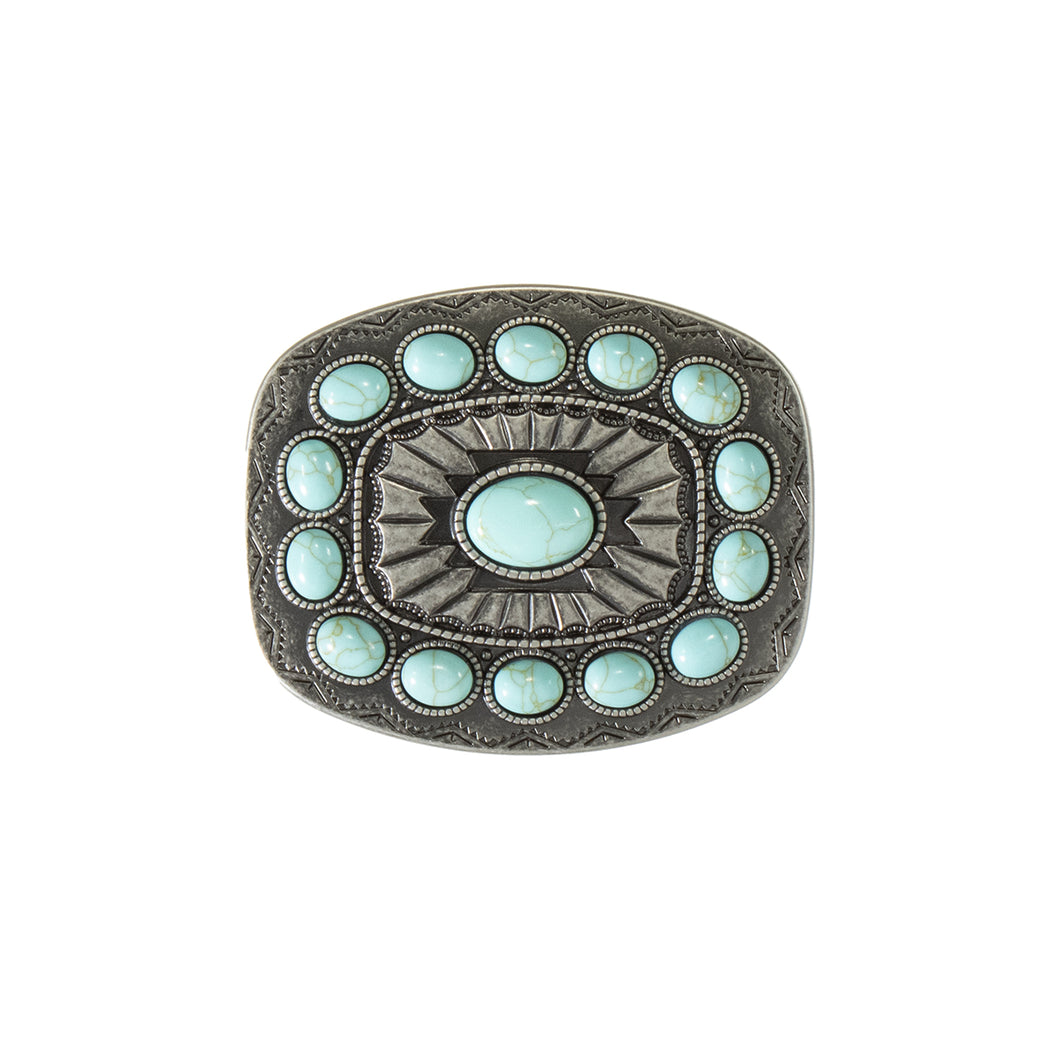 M&F Blazin Roxx Rectangle Buckle Southwest Turquoise Stones 37903