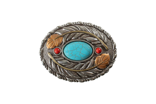 Blazin Roxx 37961 Buckle Oval Turquoise Stone Feather