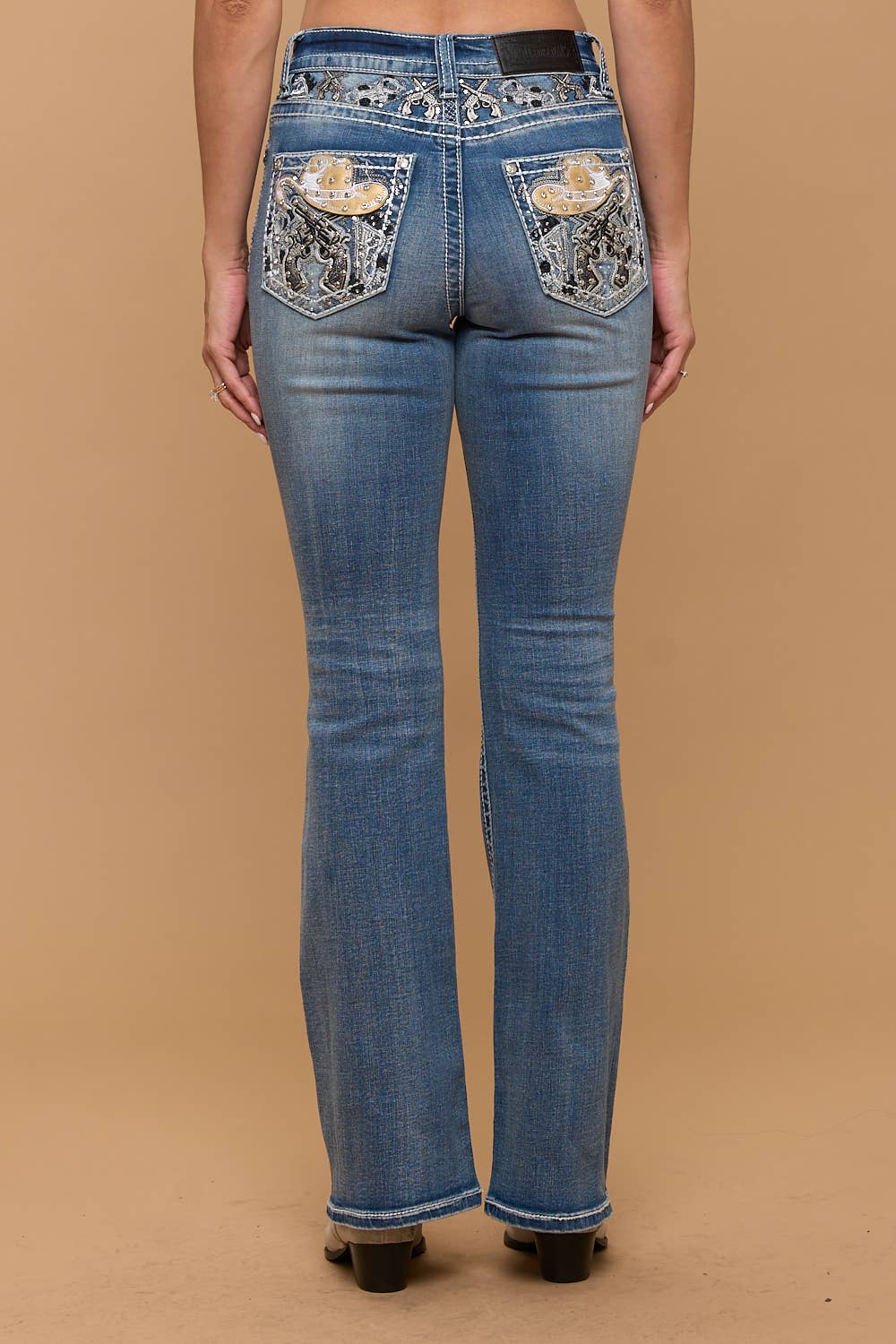 Westfield Eagle Mid Rise Bootcut Stretchy Jeans Skull-501 Sandwash