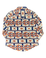 Load image into Gallery viewer, MontanaCo Ladies All Over Aztec Pattern in Orange &amp; Navy Western Blouse L-1110
