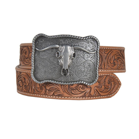 Myra S-4818 Structured Hand-Tooled Leather Belt