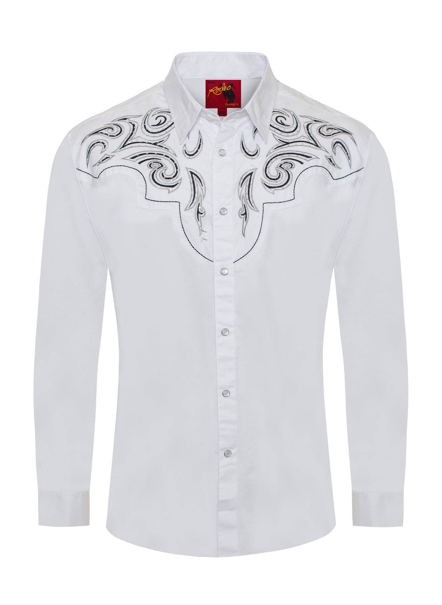 Rodeo Clothing PS500D-1012 Western Cowboy Shirt in White with Black & Grey