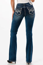 Load image into Gallery viewer, Grace In LA Cow Head Embroidery Mid Rise Boot Cut EB51733
