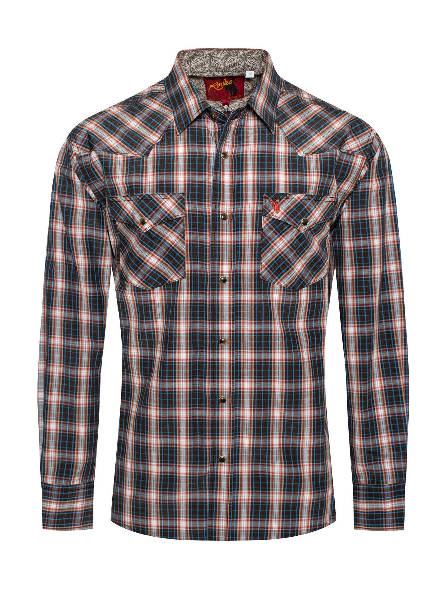 Rodeo Clothing Men's Western Long Sleeve Plaid Shirts With Snap Buttons PS400L-420