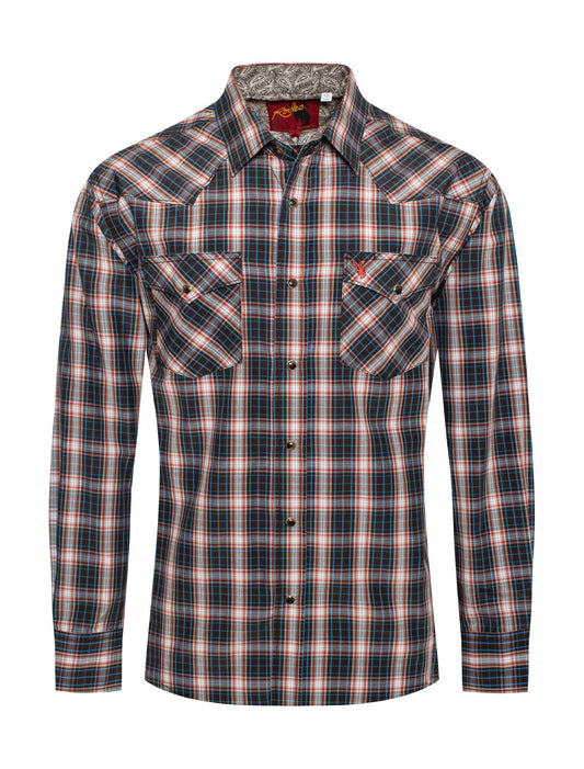 Rodeo Clothing Men's Western Long Sleeve Plaid Shirts With Snap Buttons PS400L-420