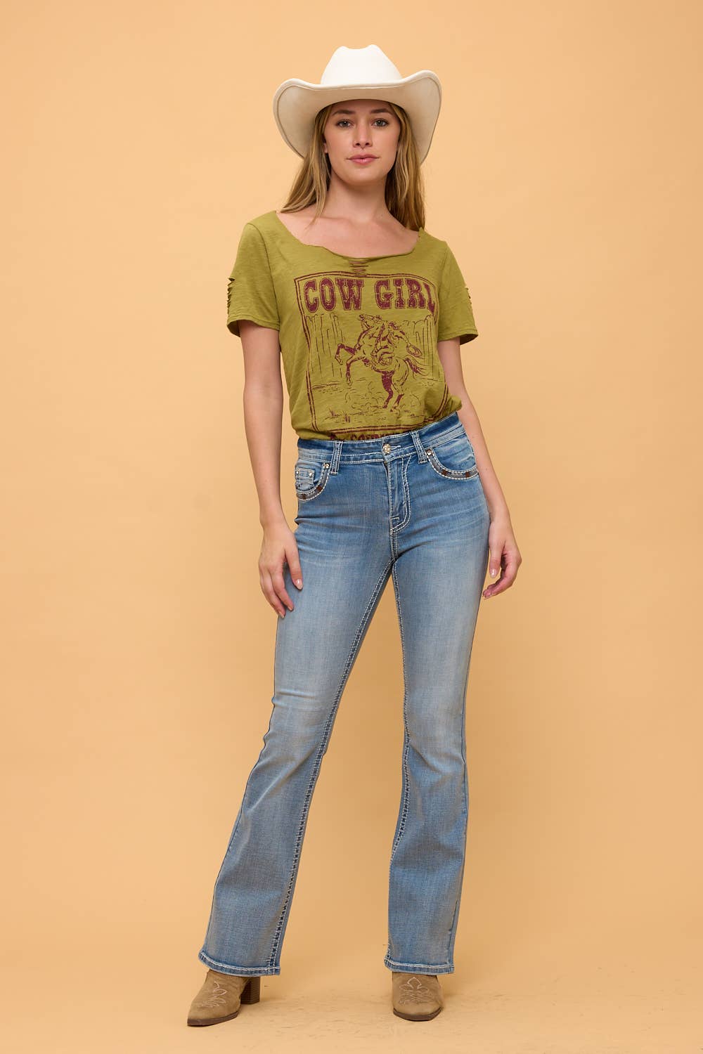 Westfield Eagle WT-789 Bootcut Stretchy Bling Jeans in Lightwash