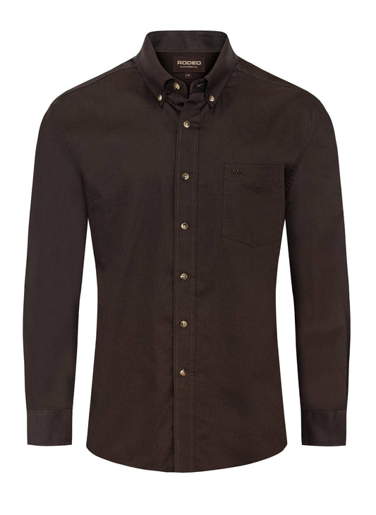 Rodeo Clothing AC110L-Brown Men’s Solid Western 100% Cotton Twill Button Down Shirt