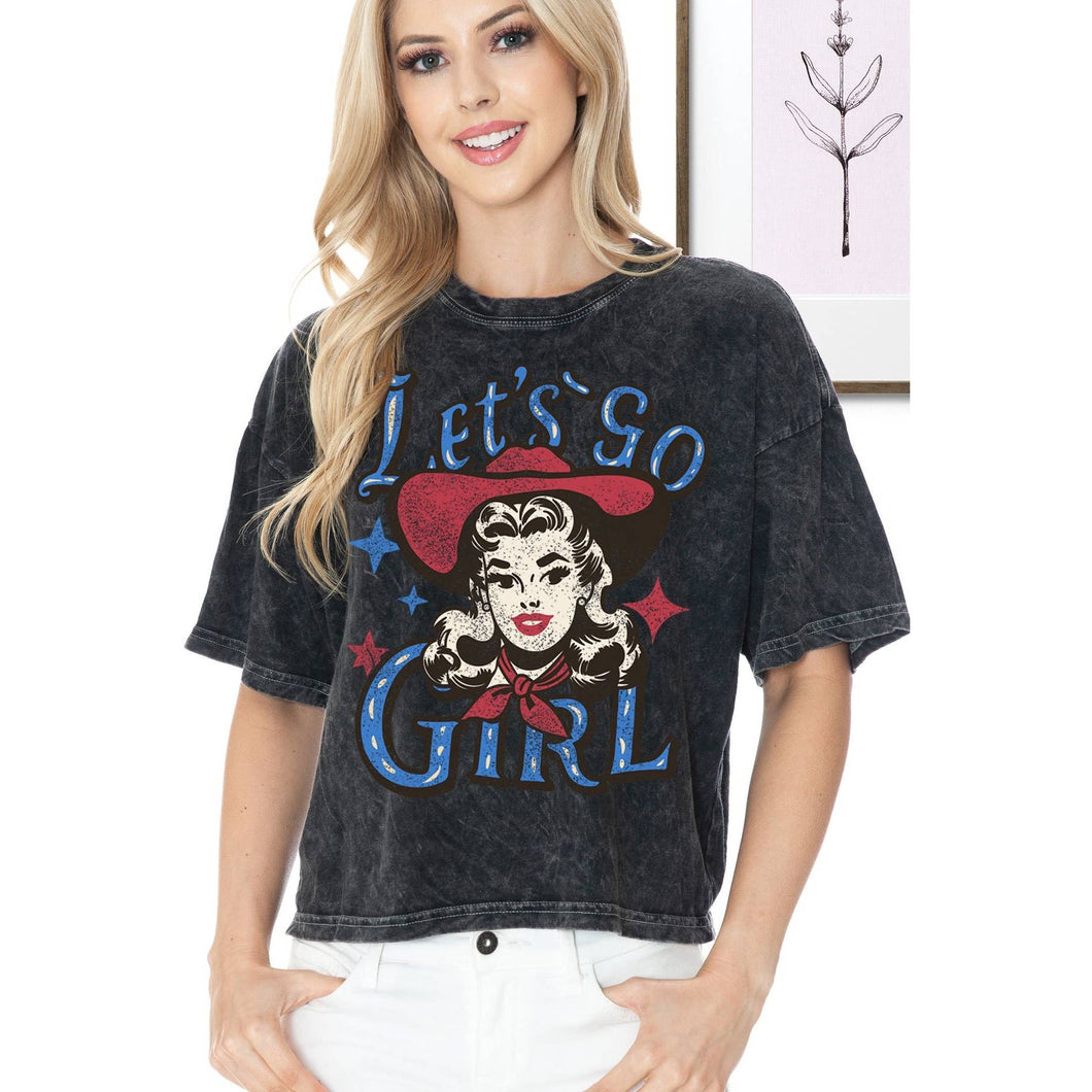 Lets Go Girl - Mineral Wash Cropped top: CHARCOAL GREY MB2009