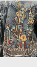 Load image into Gallery viewer, Grace Cactus Embroidered Women&#39;s Denim Jacket TE61880
