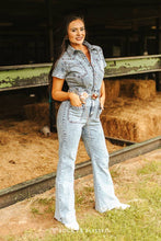 Load image into Gallery viewer, Lucky &amp; Blessed JP208-SW Stone Wash Stretch Denim Jumpsuit W Front Pockets
