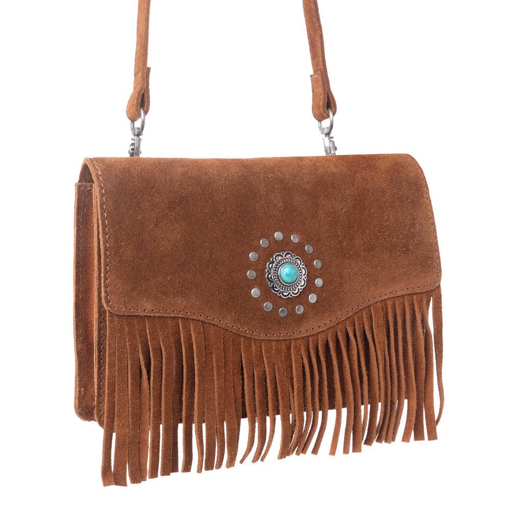 Myra Yellowstone Highland Range Suede Leather Belt Bag in Desert Tan: Desert Tan