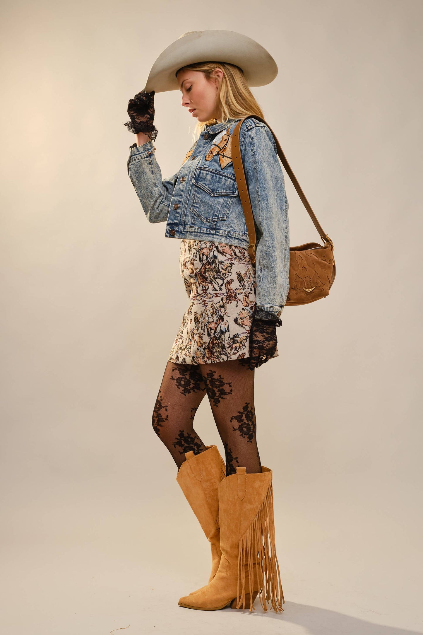 Blue B 23501J - Garment Washed Embroidered Denim Jacket: LIGHT WASH