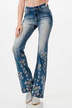 Load image into Gallery viewer, Grace in LA Floral Embroidery High-Waist Flare HL-61840
