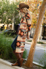 Load image into Gallery viewer, Cream/brown Aztec long cardigan T768F003
