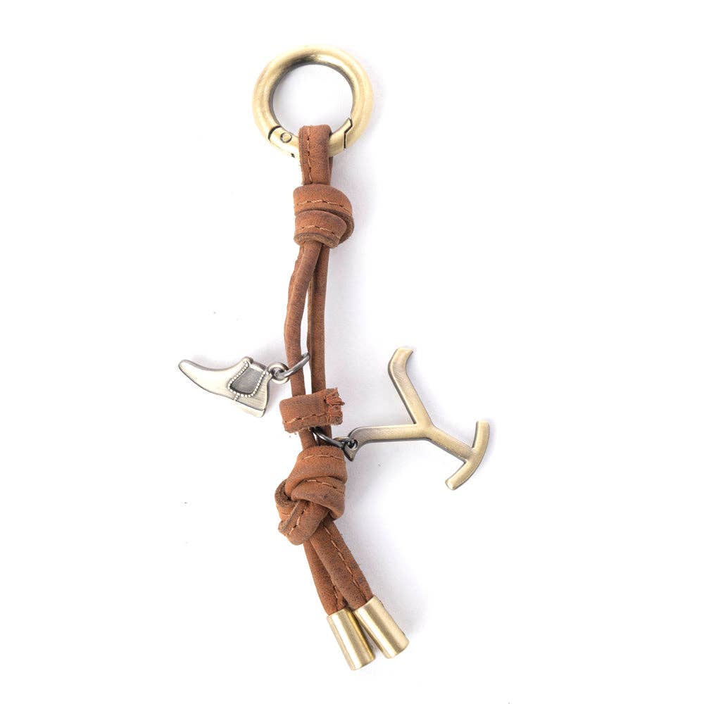 Myra Yellowstone Longhorn Leather Key Fob Variant in Brown