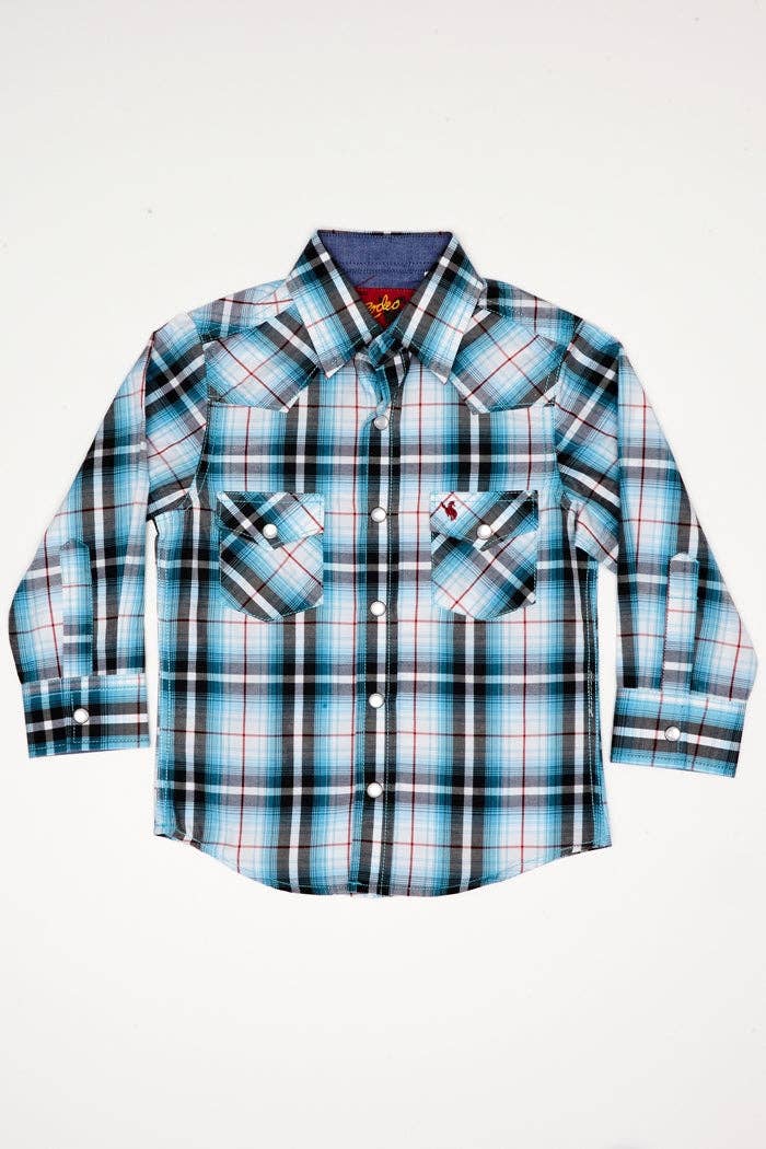 Rodeo Clothing Kids Plaid Western Long Sleeve Snap Shirt PS400K-493
