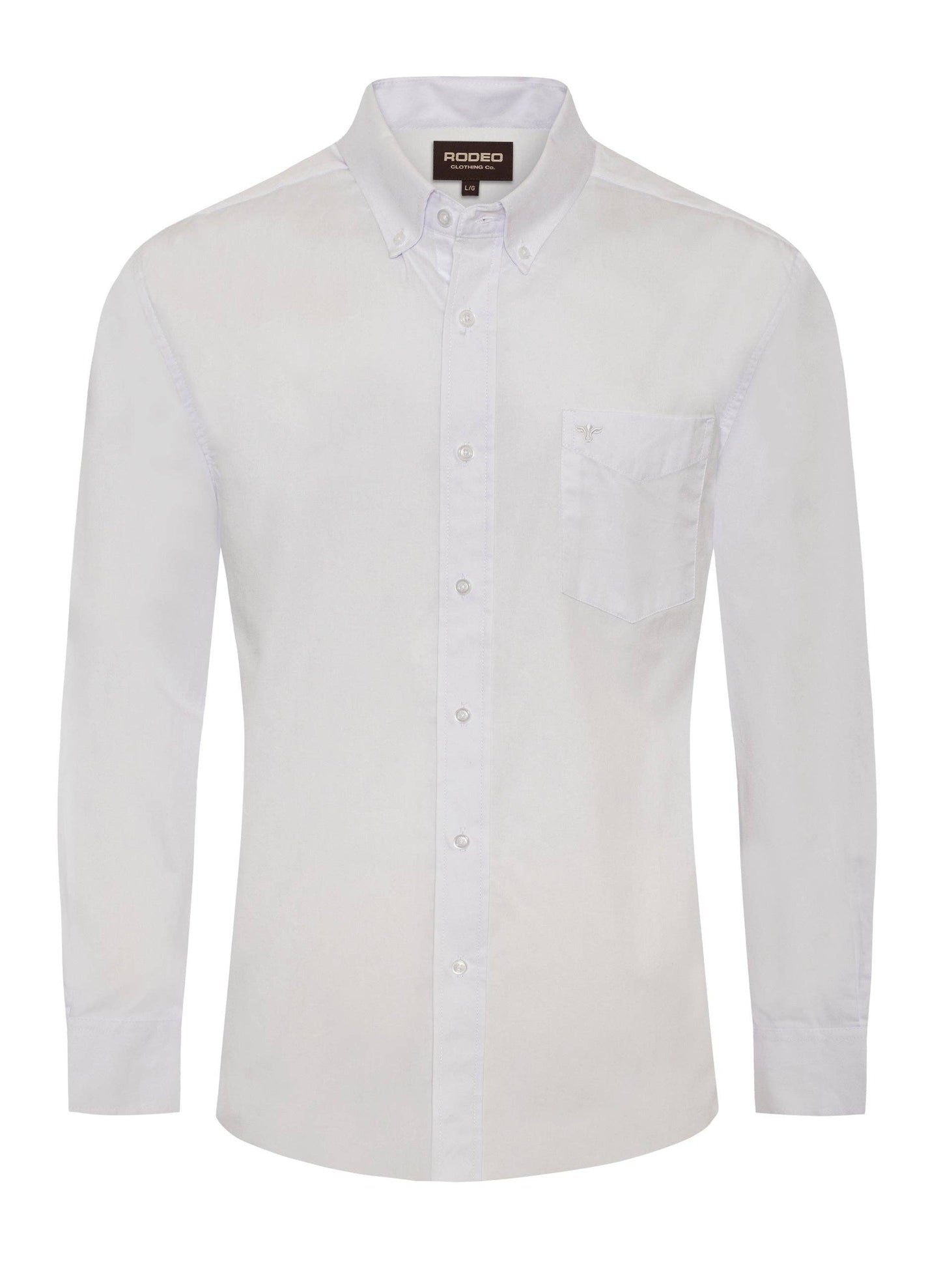 Rodeo Clothing AC110L-WHITE Men’s Solid Western 100% Cotton Twill Button Down Shirt