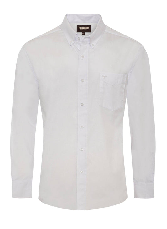 Rodeo Clothing AC110L-WHITE Men’s Solid Western 100% Cotton Twill Button Down Shirt