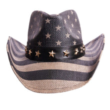 Load image into Gallery viewer, American Hat Maker Americana - Straw Cowboy Hat in Red/Blue
