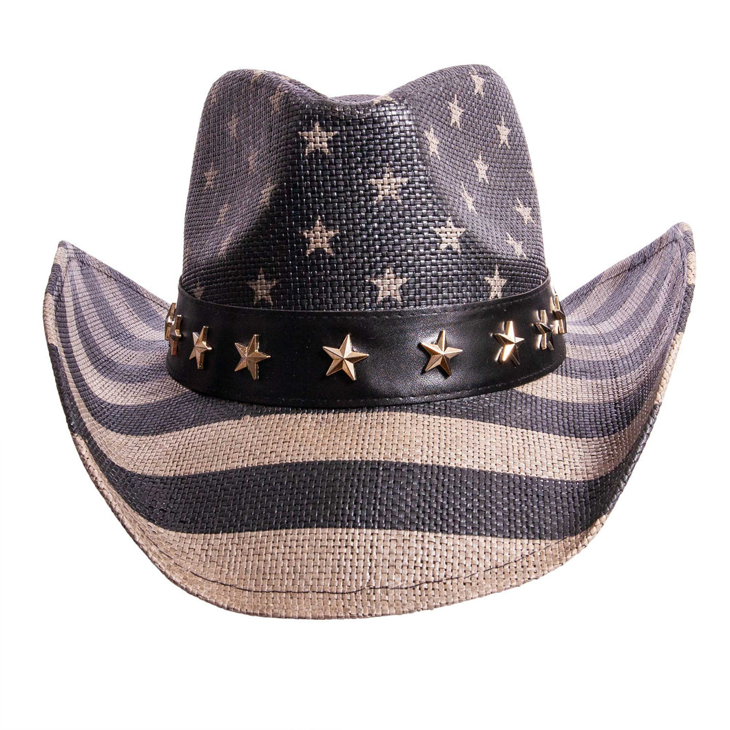 American Hat Maker Americana - Straw Cowboy Hat in Black