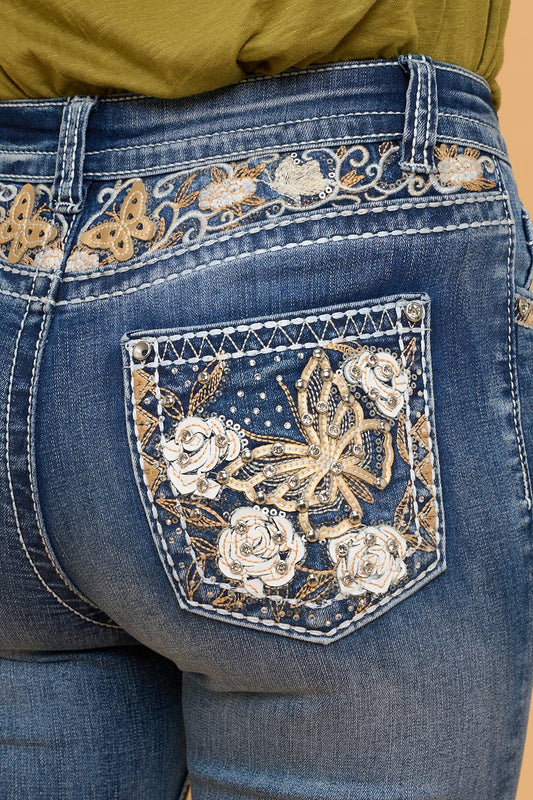 Westfield Eagle WT-792 Bootcut Stretchy Bling Jeans in Sand Wash