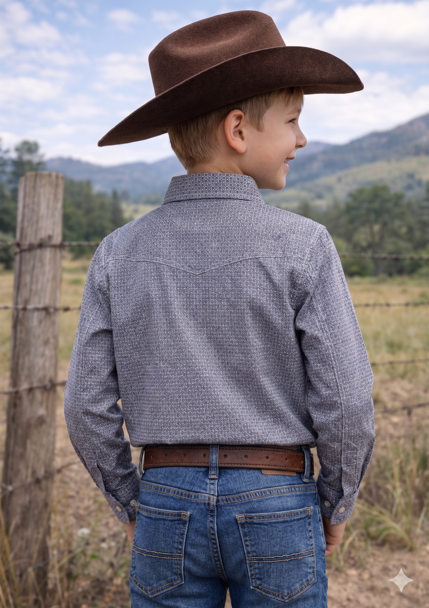 MontanaCo Boys Premium Cotton Western Snaps Long Sleeves Shirts with Stretch.BL-2603