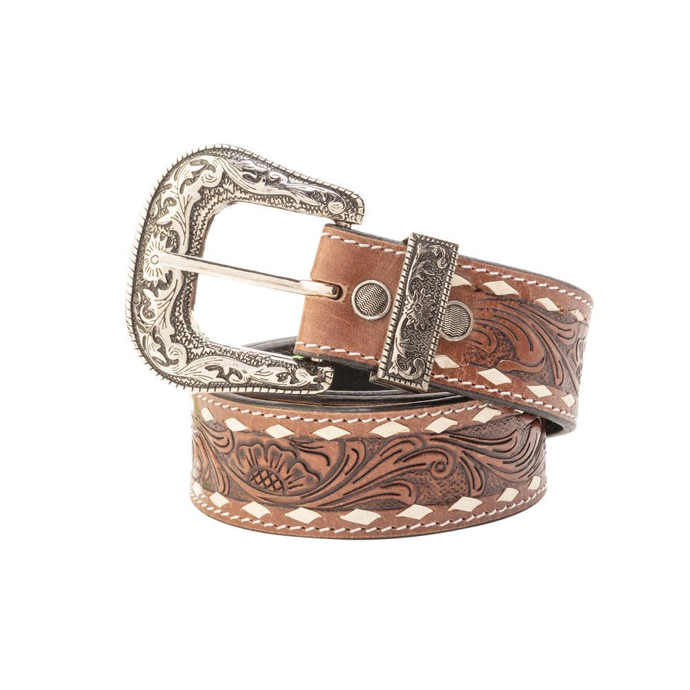 Myra S-13914 Talavera Handtooled Leather Belt Ember