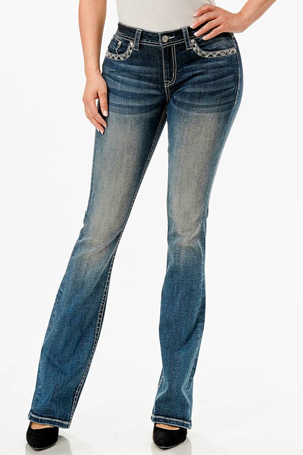 Grace in LA Steer Head Mid-Rise Boot Cut 34" EB-S749