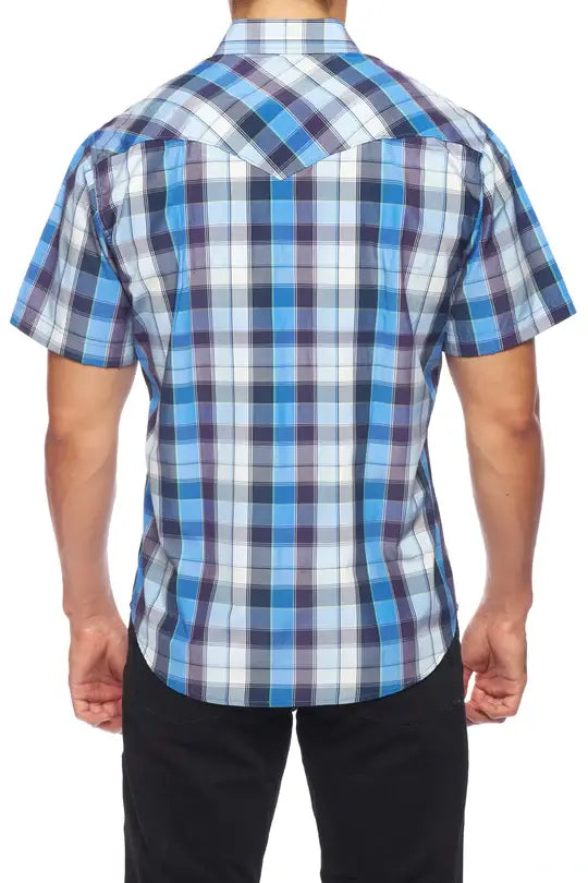 RODEO CLOTHING MEN'S PLAID SHORT SLEEVE SNAP PS400S-468