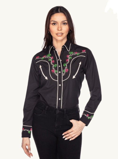 The American West #58 Annie in Black Ladies Western Blouse