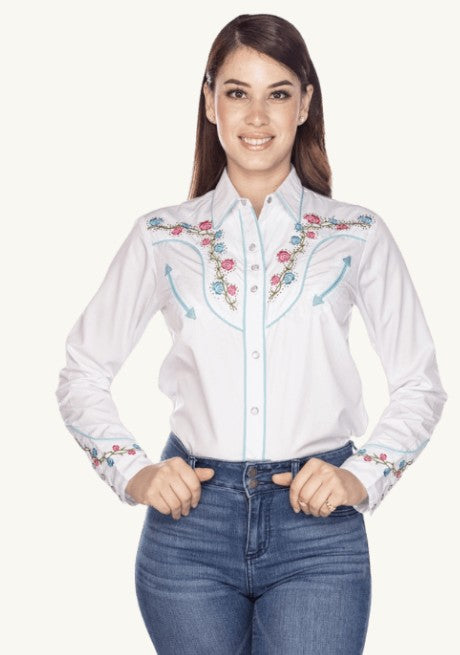 The American West #58 Annie in White Ladies Western Blouse