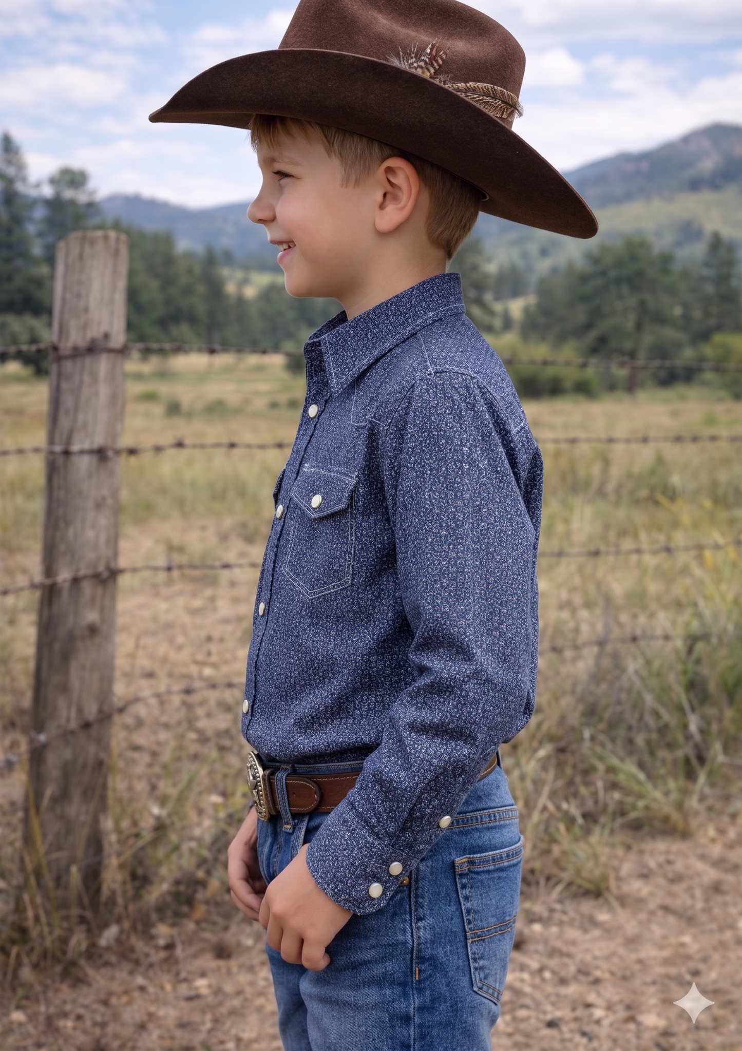 MontanaCo Boys Premium Cotton Western Snaps Long Sleeves Shirts with Stretch.BL-2602