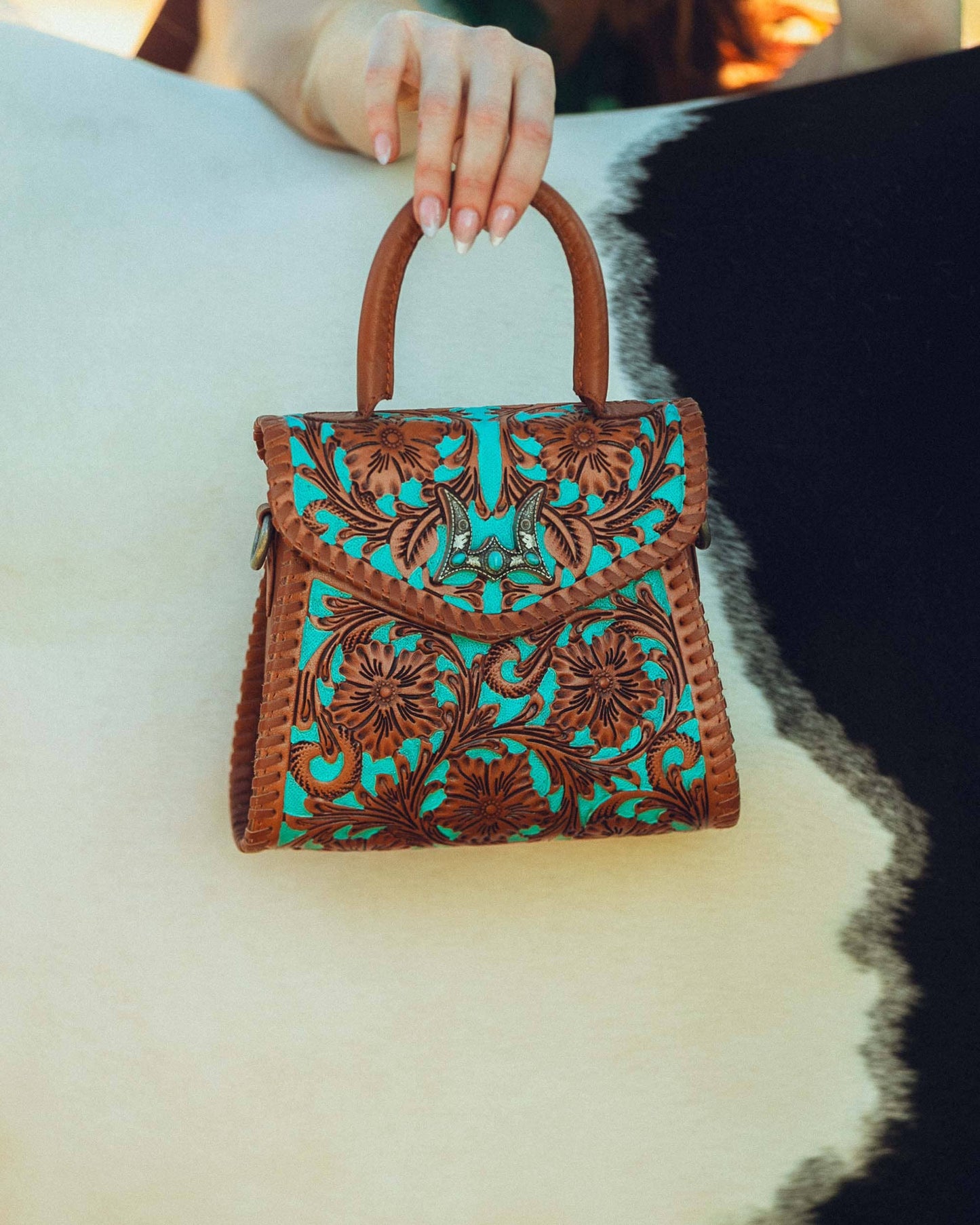 Myra Loyal West Leon Mini Handle Purse - Whiskey & Water: Single