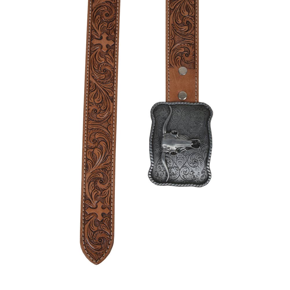 Myra S-4818 Structured Hand-Tooled Leather Belt