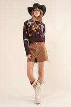 Load image into Gallery viewer, Blue B 32873W - Western Metallic Cowboy Pullover Sweater in Brown
