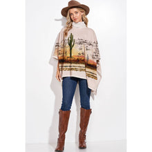 Load image into Gallery viewer, Desert print turtle neck poncho in Beige T773G12860A
