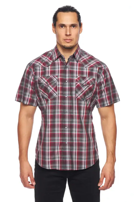 RODEO CLOTHING MEN'S PLAID SHORT SLEEVE SNAP PS400s-477