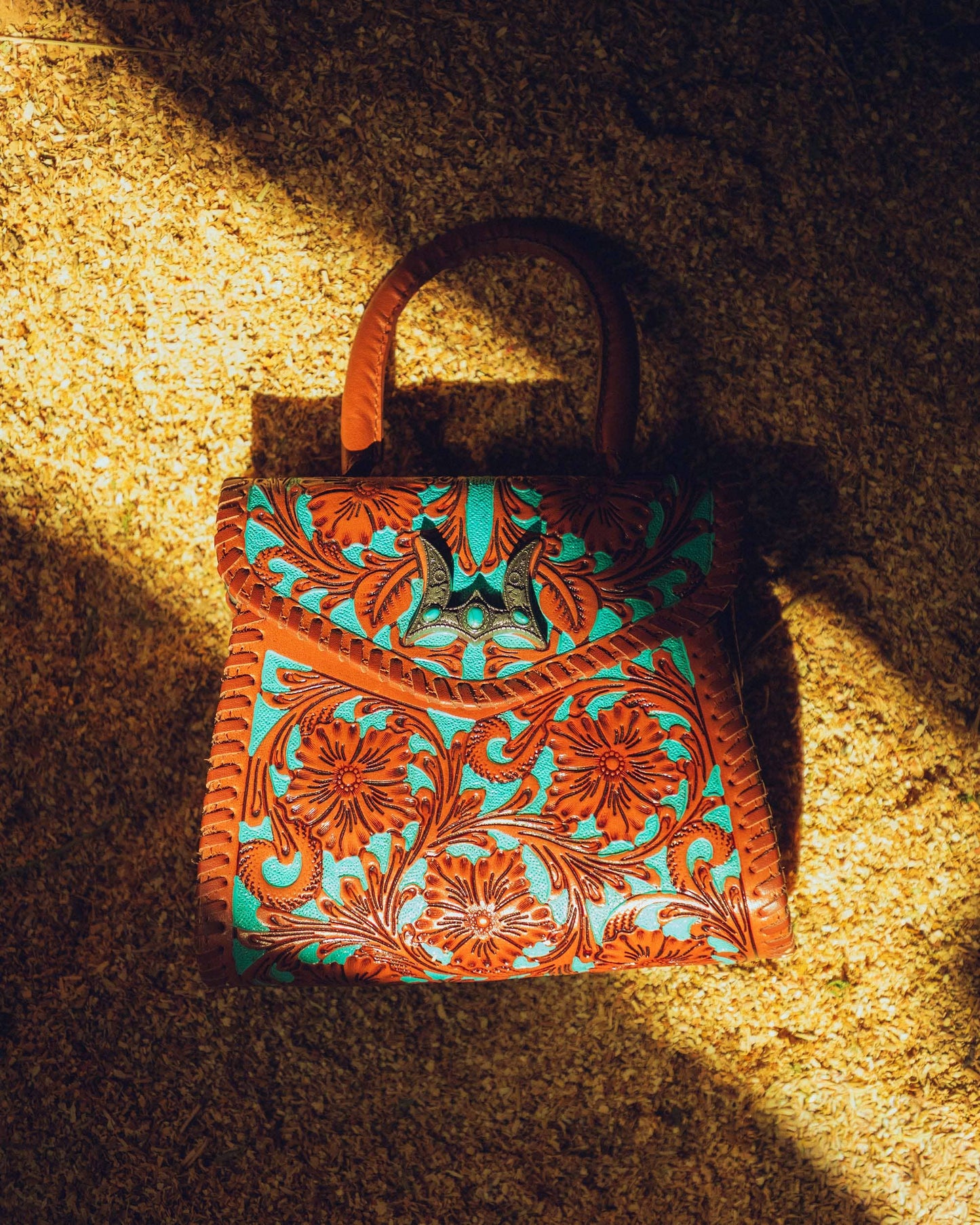 Myra Loyal West Leon Mini Handle Purse - Whiskey & Water: Single